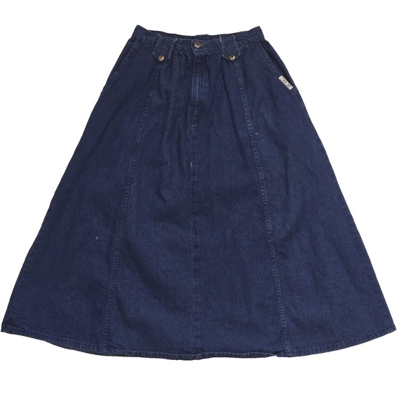 Cherokee Denim Skirt Vintage Blue Size 12 Midi Womens Y2K Chambray Made In USA - Picture 1 of 10